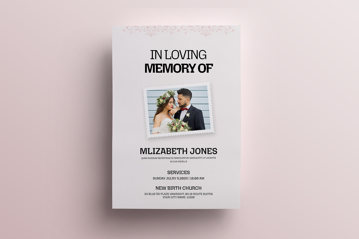 Foliage Funeral Program Template, an Invitation Template by Creatiya Type (Photo 3 of 6)