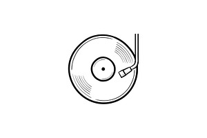 Phonograph And Turntable Hand Drawn Outline Doodle Icon.