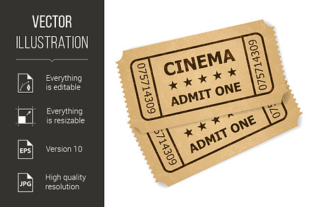 Two retro cinema tickets, a Background Graphic by DvargShop