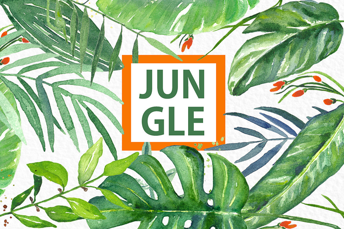 Tropical leaves branches watercolor, a Decorative Illustration by LABFcreations (Photo 4 of 9)