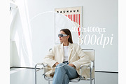 Modern White Frame Mockup W Person, an Icon by First Impression Mockups (Thumbnail 2 of 6)
