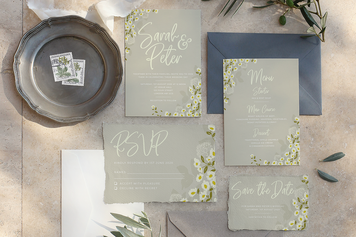 Grey Daisies Wedding Invite Suite, an Invitation Template by R Whitehurst Design (Photo 7 of 10)