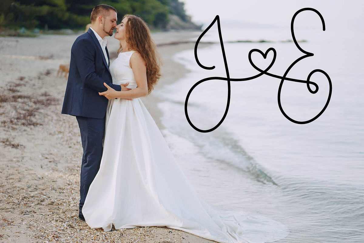 Couple's Monogram - Monoline Wedding, a Font by CraftyLittleNodes (Photo 6 of 8)