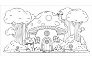 Whimsical Mushroom House Line Art bu, an Illustration by Designs_River (Thumbnail 24 of 51)