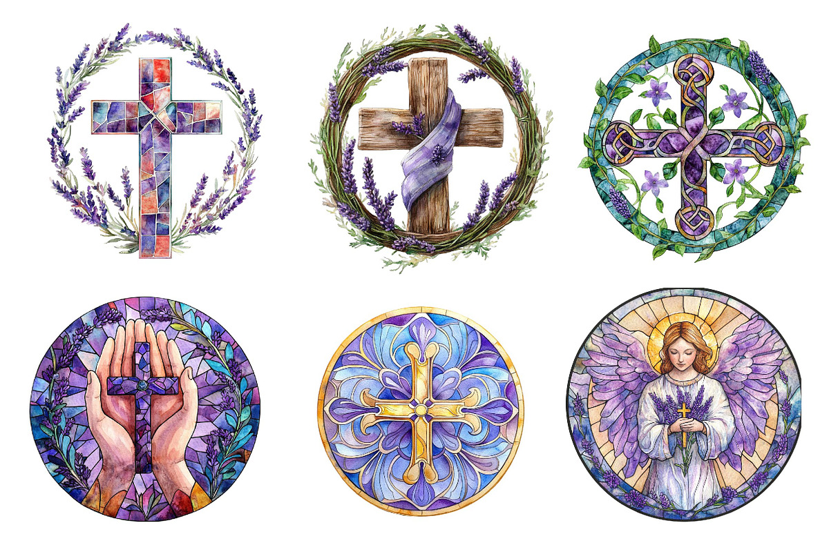 Round Lavender Blessing & Cross, an Illustration by CreationArt (Photo 5 of 5)