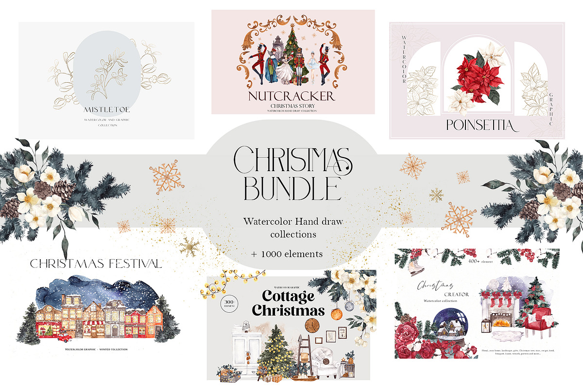 Watercolor Christmas Bundle., an Object Graphic by ma_i_vi (Photo 1 of 8)