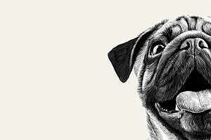 Happy pug dog with tongue out, an Animal Photo by MistyDay