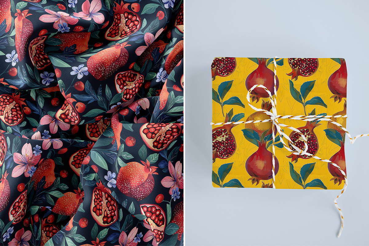 Blue Pomegranates Patterns, a Pattern Graphic by Ninterints (Photo 15 of 19)