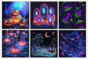 Neon Halloween Digital Paper, a Pattern Graphic by Libby Wishes (Thumbnail 4 of 6)