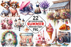 Parisian Summer Clipart, an Illustration by RobertsArt