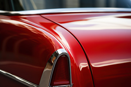 Closeup photo of a new red modern car, a Transportation Photo by AlyaAnd