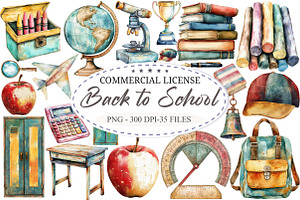Distressed Back to School Clipart, a Seasonal Illustration by designcity5