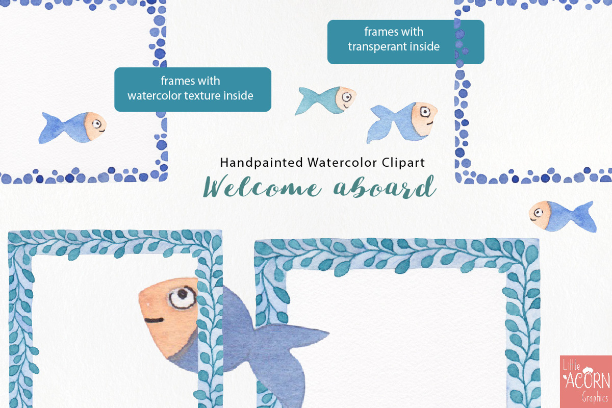 Welcome aboard watercolor graphics, an Animal Illustration by LittleAcornGraphics (Photo 9 of 12)