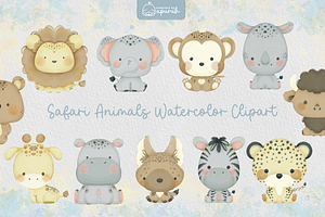 Cute Safari Animal Watercolor