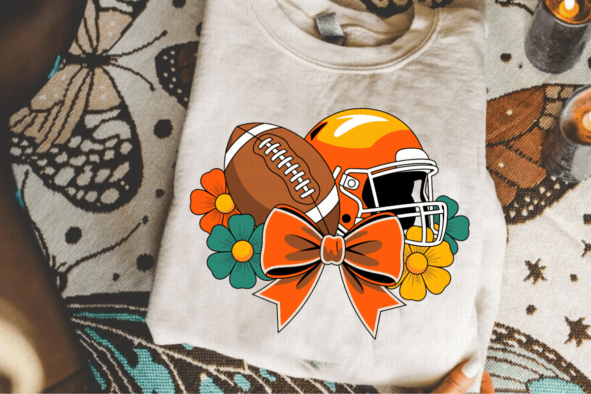 Girly Football Flowers Helmet PNG Bu, a Graphic by Cut File (Photo 4 of 5)