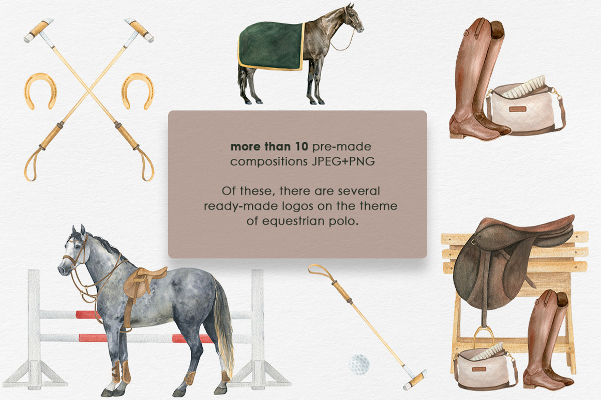 Horse sport watercolor clipart, a Sport Illustration by FerroDakora (Photo 5 of 7)