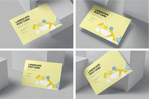 A4-A5-A6 Landscape Post Card Mockups, an Advertising Mockup by megostudi0