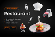 Food & Restaurant 3D Icon Set, a 3D by Home Studio (Thumbnail 1 of 4)