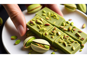 Green pistachio chocolate bars, a Food & Drink Photo by Igor Tichonow