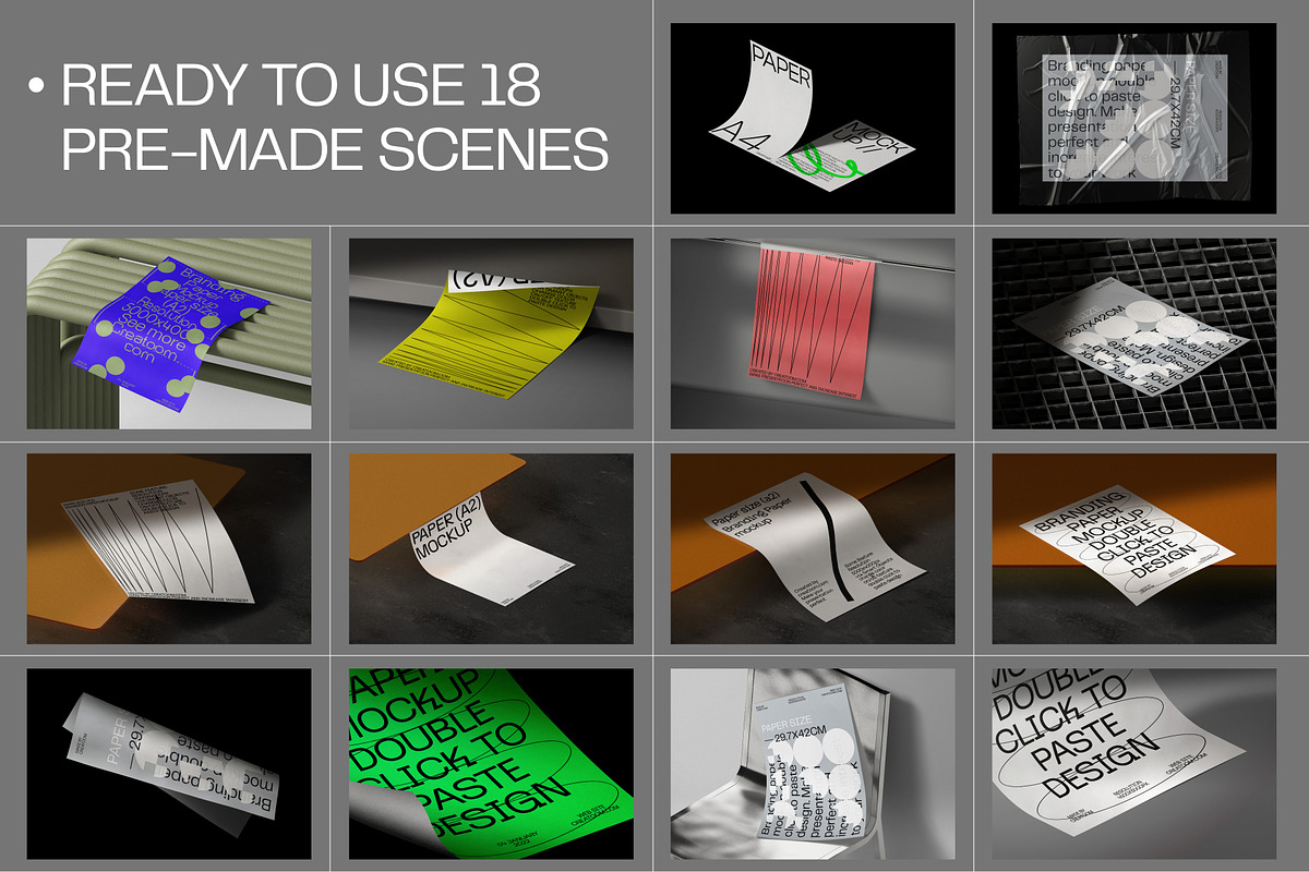 (32) Poster & Paper mockups, a Mockup by Creatoom