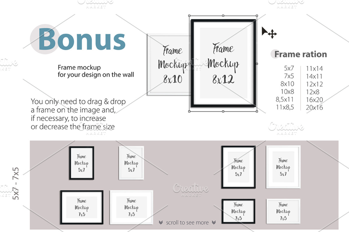 KIDS WALL & FRAMES Mockup Bundle - 2, a Print Template by Yuri-U (Photo 3 of 43)