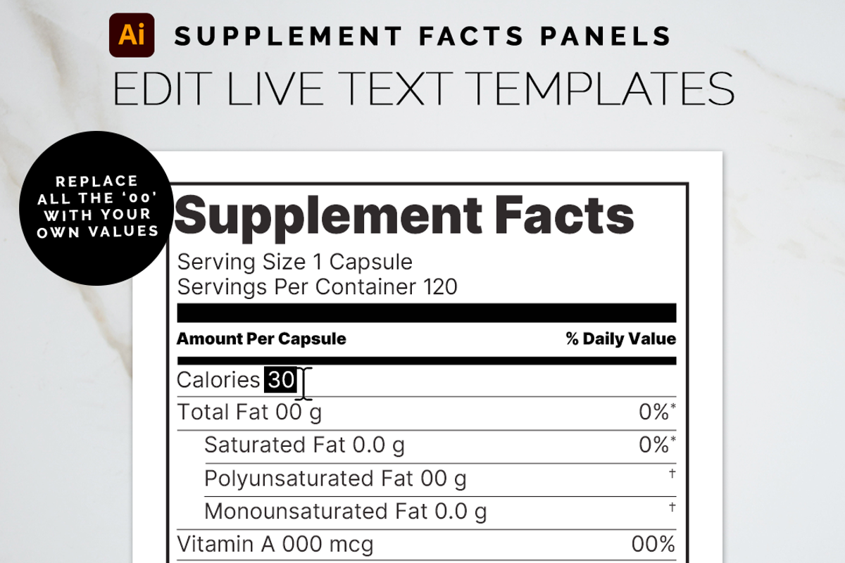 Adobe Supplement Facts Labels Temp, a Branding & Logo Template by Bdemm Studio (Photo 2 of 6)