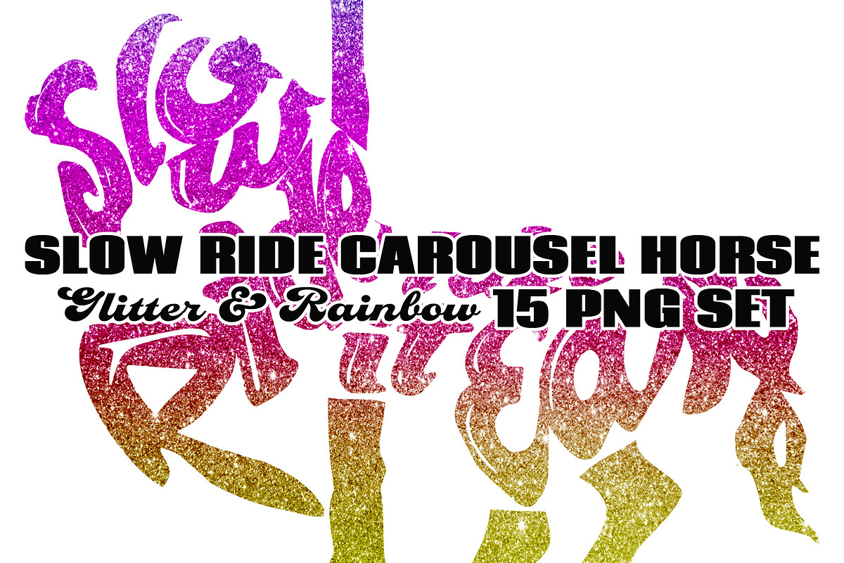 Rainbow & Glitter Carousel Horse PNG, an Illustration by AlexandHer Digital Art (Photo 8 of 8)