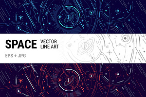 Abstract Space Line Art Set