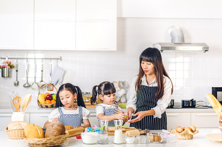 Portrait of enjoy happy love asian family mother and little todd