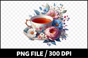 Watercolor Floral Tea Cup Clipart, a Graphic by Designking
