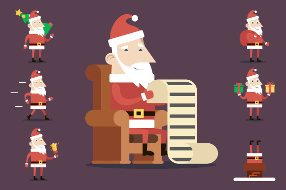 Santa Claus Cartoon Icons Set