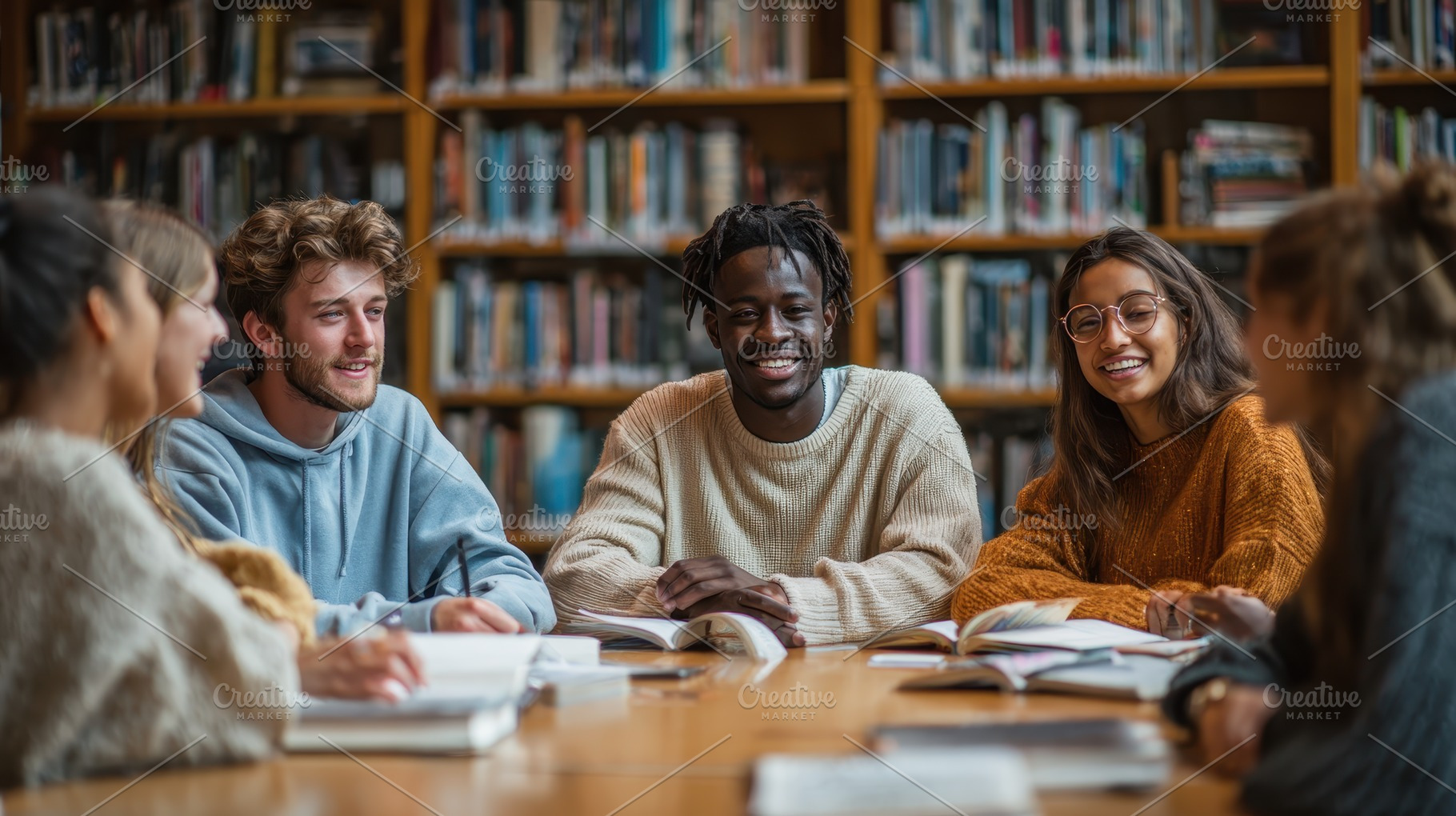 Diverse students studying together i, a Photo by Pixeness Studio