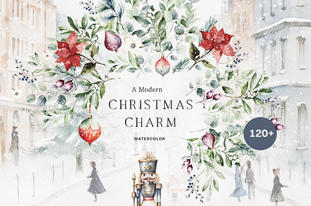 Modern Christmas Watercolor Graphics, a Seasonal Illustration by Laras Wonderland
