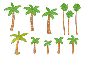 Tropical Palm Trees Set