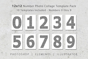 12x12 Number Photo Collage Templates