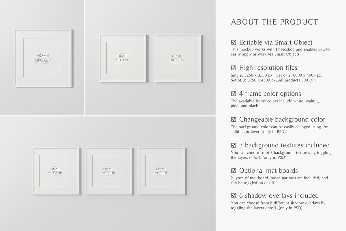 1x1 Square Frame Mockup Bundle, a Household Mockup by Lelu Art Design (Photo 6 of 11)