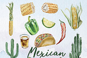 Hand Painted Mexican Fiesta Clipart, a Food Illustration by ArtCreationsDesign (Thumbnail 2 of 10)