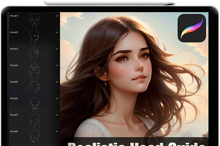 Procreate Head Guide Stamps, a Brush Add-On by OneBerryCreations