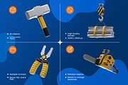 Construction Tools 3D Icons, an Object 3D Model by Azam Creative (Thumbnail 2 of 5)