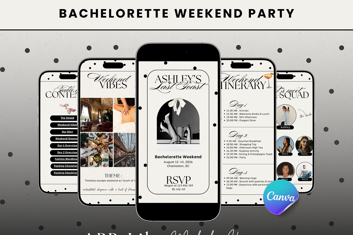 Bachelorette Itinerary Template, a Social Media Template by PixelBloomClub (Photo 1 of 4)