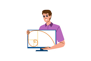 Designer showing golden ratio on, a Technology Illustration by pikepicture