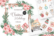 Watercolor Christmas Holidays, a Seasonal Illustration by MayaNavits (Thumbnail 1 of 16)