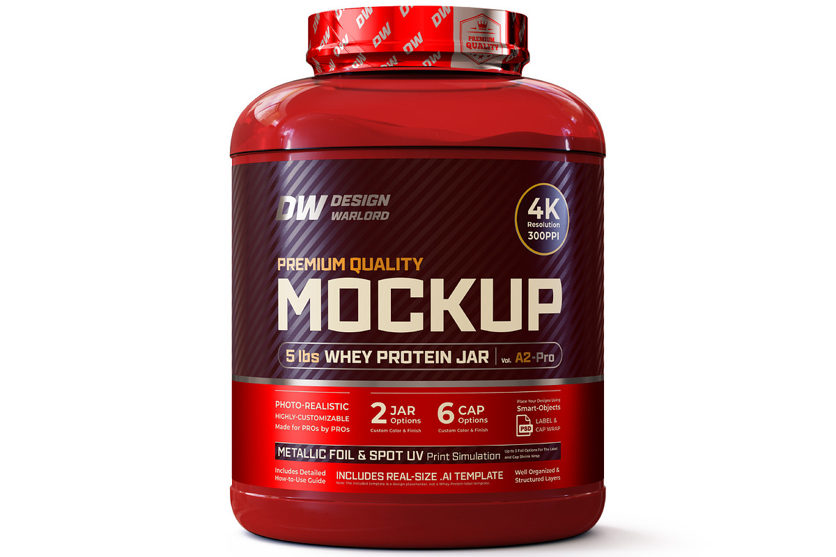 5lb Whey Protein Jar Mockup A2-Pro, a Packaging Mockup by Design Warlord (Photo 1 of 16)
