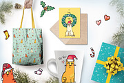 Xmas Cats: clip-art, patterns, cards, an Illustration by Zooza Art (Thumbnail 11 of 11)