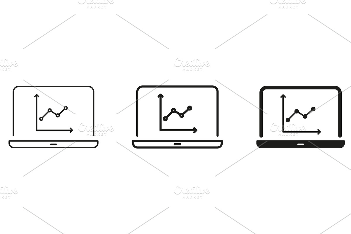Laptop With Graph Icons, a Finance Illustration by Gentle Studio