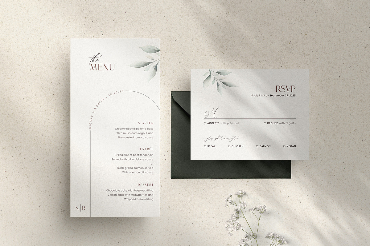 Foliage Wedding Invitation Suite, an Invitation Template by Agape Design (Photo 4 of 6)
