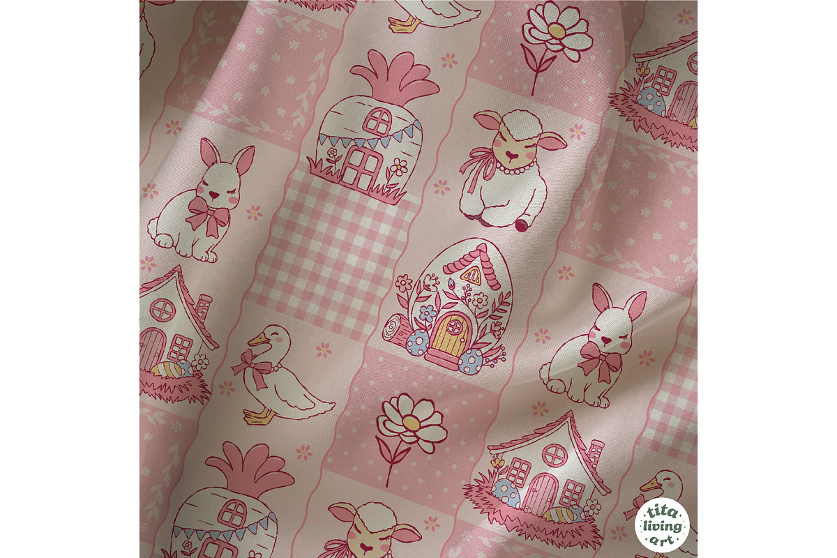 Easter Village Seamless Pattern, a Seasonal Illustration by TitaLivingArt (Photo 4 of 13)