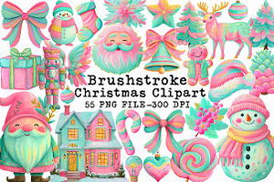 Brushstroke Christmas Clipart, an Illustration by Libby Wishes