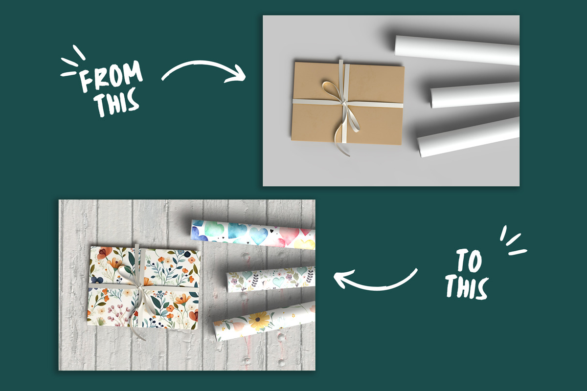 Realistic Gift Wrapping Paper Mockup, an Advertising Mockup by Rami's Mockups (Photo 2 of 8)