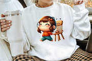 Quirky Girl with Chair Clipart Bundl, an Illustration by Sublimation Artist (Thumbnail 4 of 6)